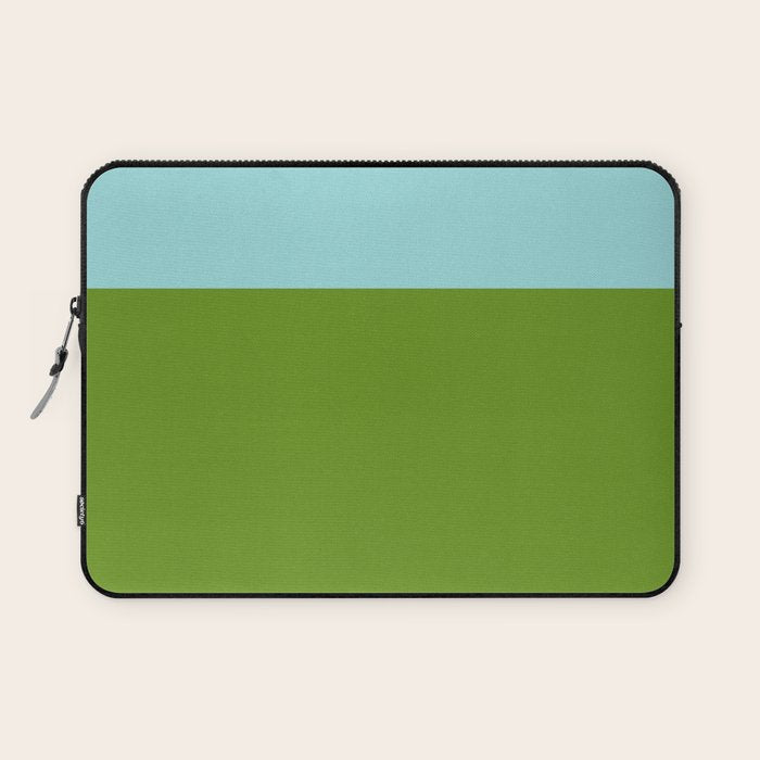 Color Block Bright Aqua Blue and Vibrant Spring Green Laptop Sleeve Gallery Image 1