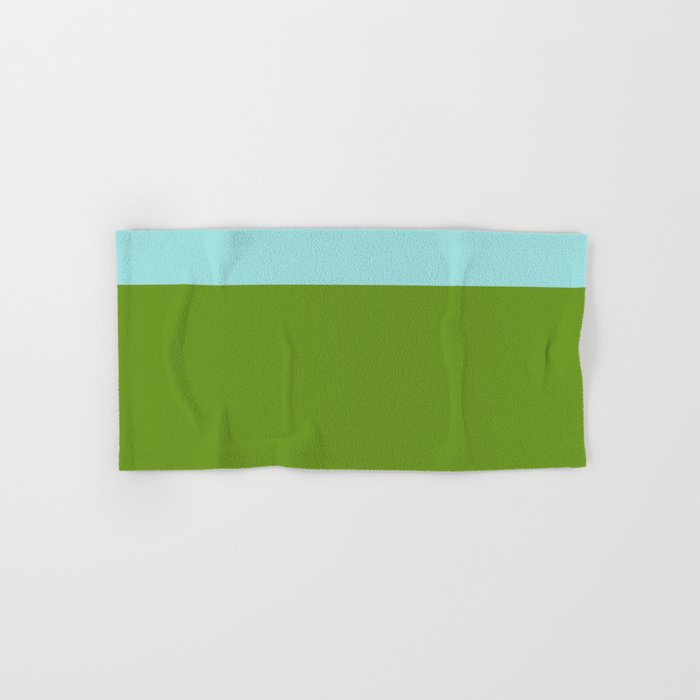 Color Block Bright Aqua Blue and Vibrant Spring Green Bath Towel Gallery Image 1