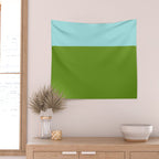 Color Block Bright Aqua Blue and Vibrant Spring Green Wall Tapestry Gallery Image 2