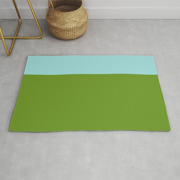 Color Block Bright Aqua Blue and Vibrant Spring Green Rug Gallery Image 1