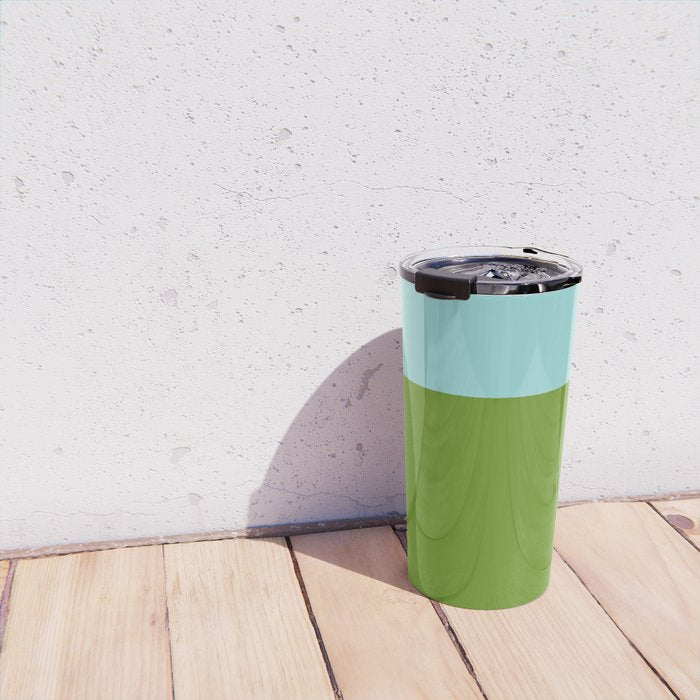 Color Block Bright Aqua Blue and Vibrant Spring Green Travel Mug Gallery Image 4