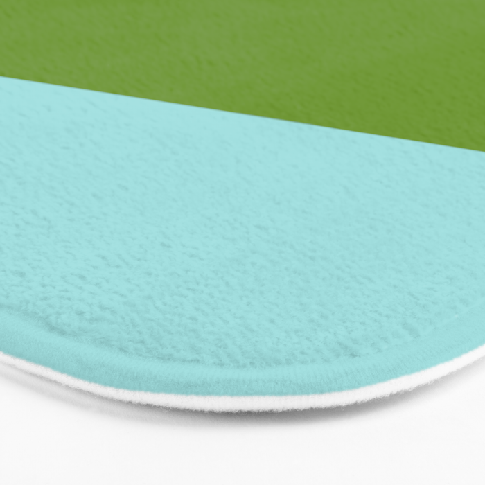 Color Block Bright Aqua Blue and Vibrant Spring Green Bath Mat Gallery Image 3