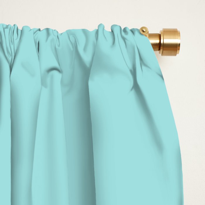 Color Block Bright Aqua Blue and Vibrant Spring Green Window Curtain Gallery Image 2