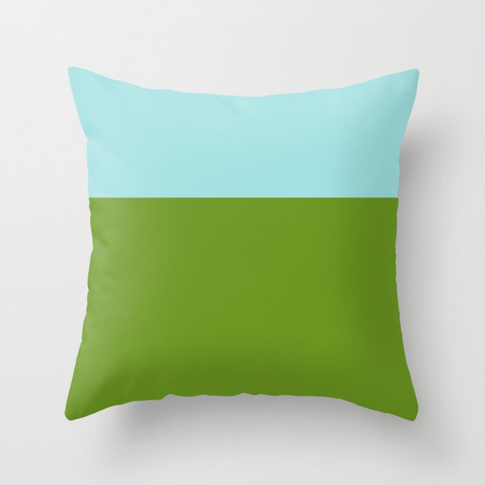 Color Block Bright Aqua Blue and Vibrant Spring Green Throw Pillow Gallery Image 6