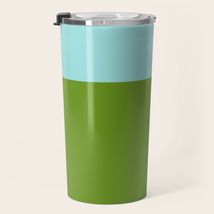 Color Block Bright Aqua Blue and Vibrant Spring Green Travel Mug Gallery Image 3