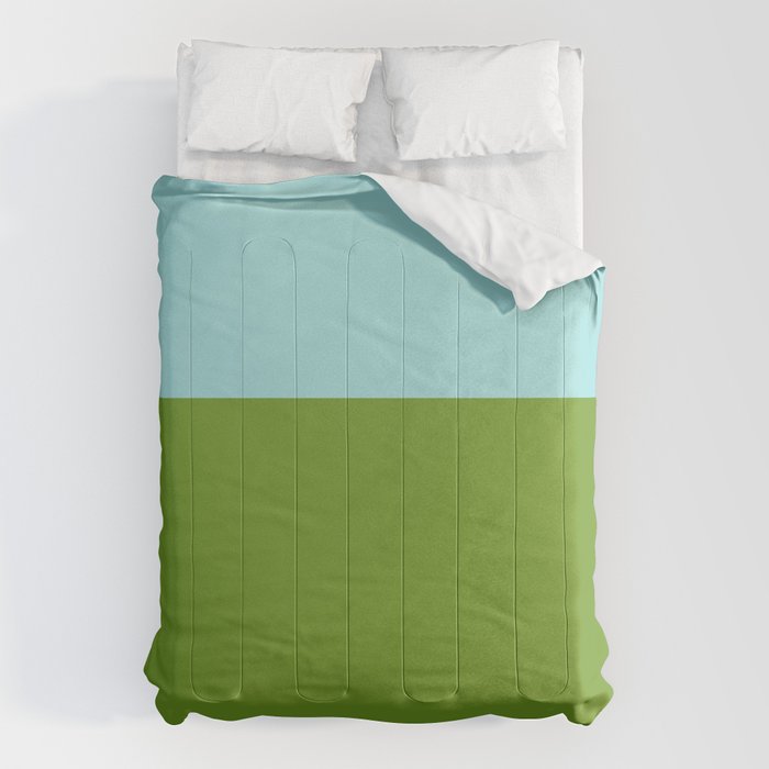 Color Block Bright Aqua Blue and Vibrant Spring Green Comforter Gallery Image 6