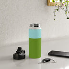 Color Block Bright Aqua Blue and Vibrant Spring Green Water Bottle Gallery Image 4
