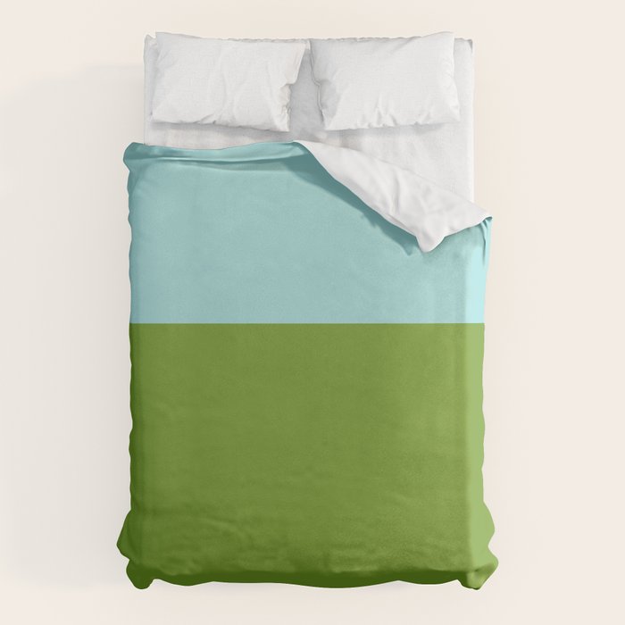 Color Block Bright Aqua Blue and Vibrant Spring Green Duvet Cover Gallery Image 6