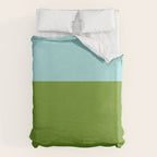 Color Block Bright Aqua Blue and Vibrant Spring Green Duvet Cover Gallery Image 6