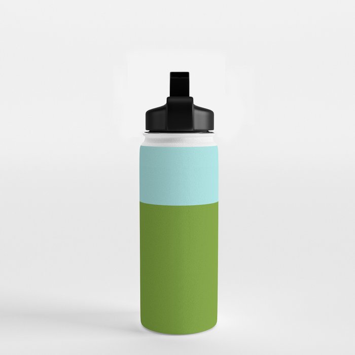 Color Block Bright Aqua Blue and Vibrant Spring Green Water Bottle Gallery Image 2