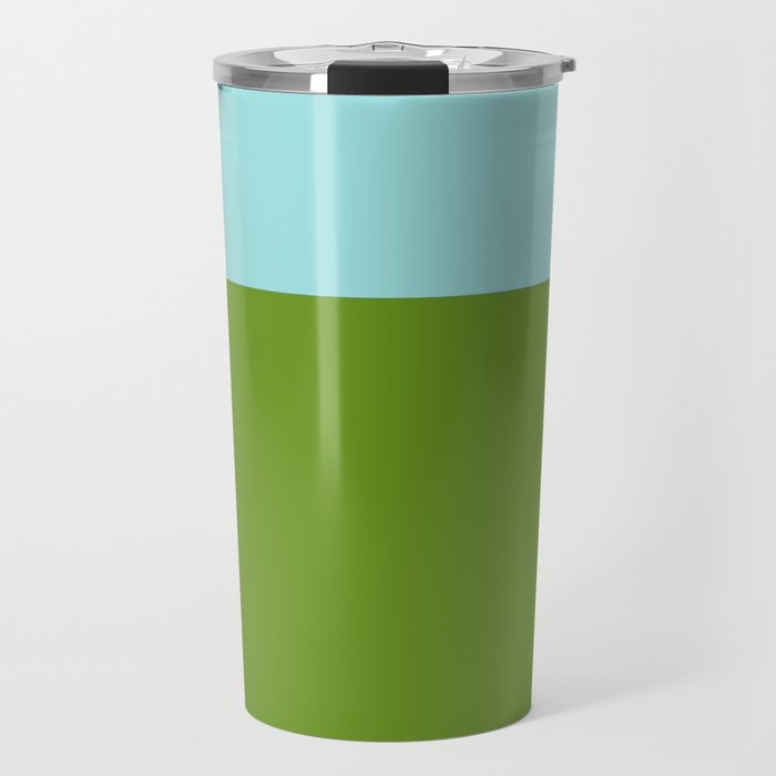 Color Block Bright Aqua Blue and Vibrant Spring Green Travel Mug Gallery Image 1