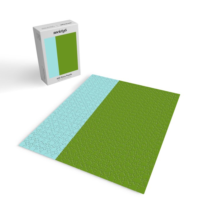 Color Block Bright Aqua Blue and Vibrant Spring Green Jigsaw Puzzle Gallery Image 2