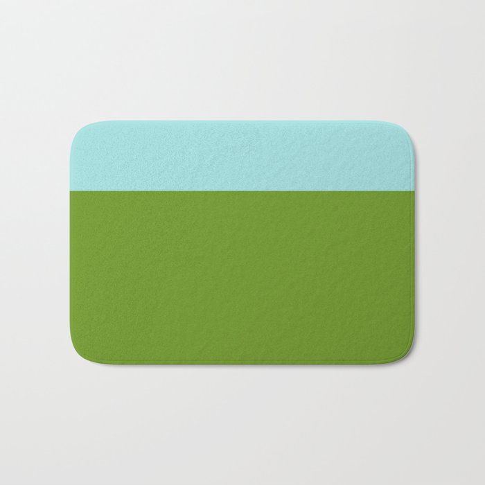 Color Block Bright Aqua Blue and Vibrant Spring Green Bath Mat Gallery Image 1