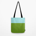 Color Block Bright Aqua Blue and Vibrant Spring Green Tote Bag Gallery Image 2