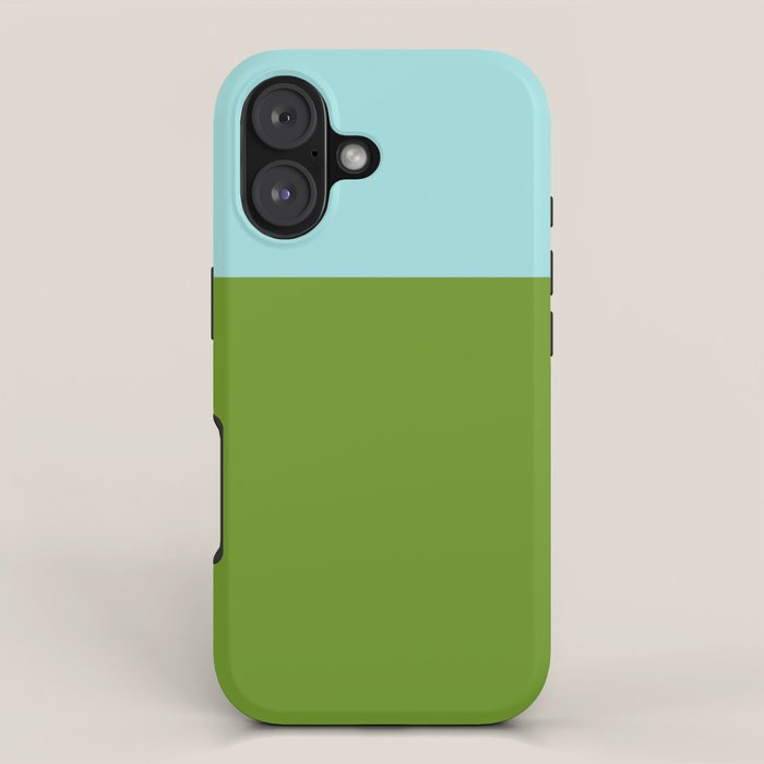 Color Block Bright Aqua Blue and Vibrant Spring Green iPhone Case Gallery Image 1