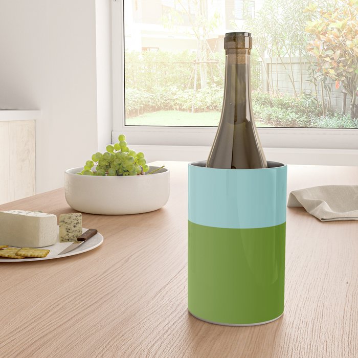 Color Block Bright Aqua Blue and Vibrant Spring Green Wine Chiller Gallery Image 4