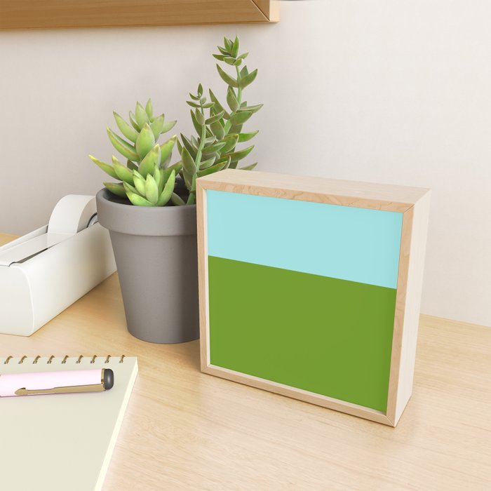Color Block Bright Aqua Blue and Vibrant Spring Green Mini Art Print Gallery Image 2