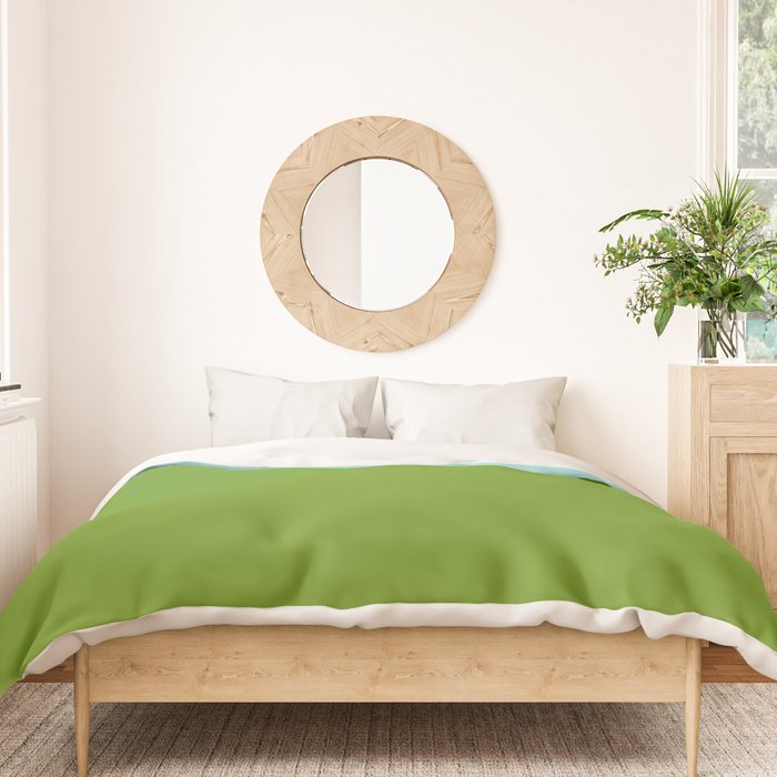 Color Block Bright Aqua Blue and Vibrant Spring Green Duvet Cover Gallery Image 3