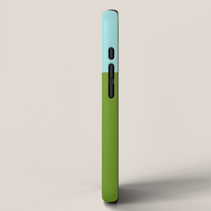 Color Block Bright Aqua Blue and Vibrant Spring Green iPhone Case Gallery Image 2
