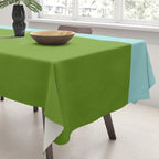 Color Block Bright Aqua Blue and Vibrant Spring Green Tablecloth Gallery Image 3