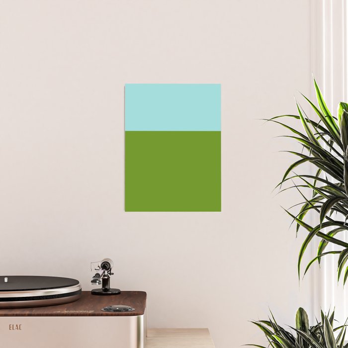 Color Block Bright Aqua Blue and Vibrant Spring Green Poster Gallery Image 2