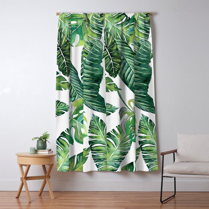 Jungle Leaves, Banana, Monstera #society6 Window Curtain Gallery Image 1
