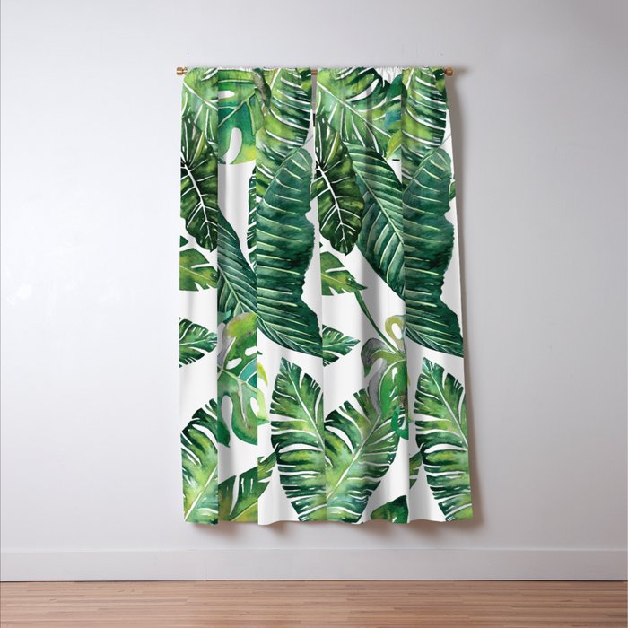 Jungle Leaves, Banana, Monstera #society6 Window Curtain Gallery Image 3