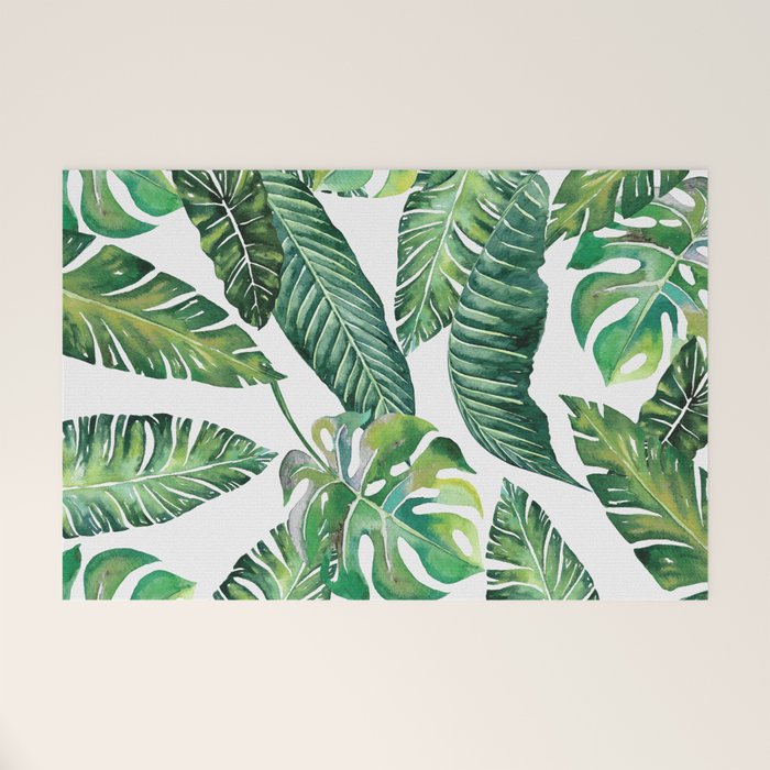 Jungle Leaves, Banana, Monstera #society6 Welcome Mat Gallery Image 1