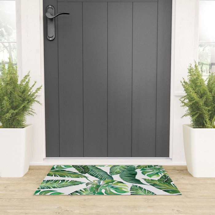 Jungle Leaves, Banana, Monstera #society6 Welcome Mat Gallery Image 3
