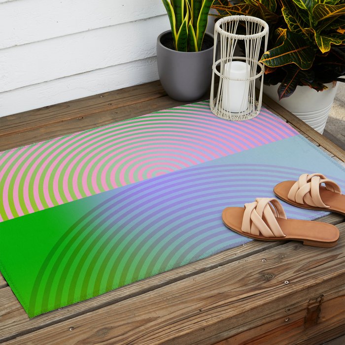 summer pastel gradient shapes Outdoor Rug Gallery Image 2