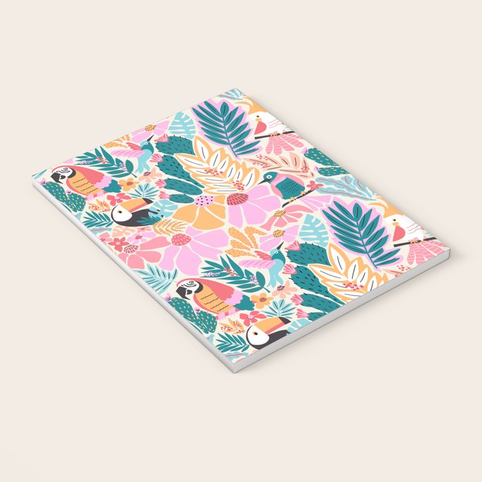 Joyful Jungle Birds In The Happy Pastel Tropics Notebook Gallery Image 3