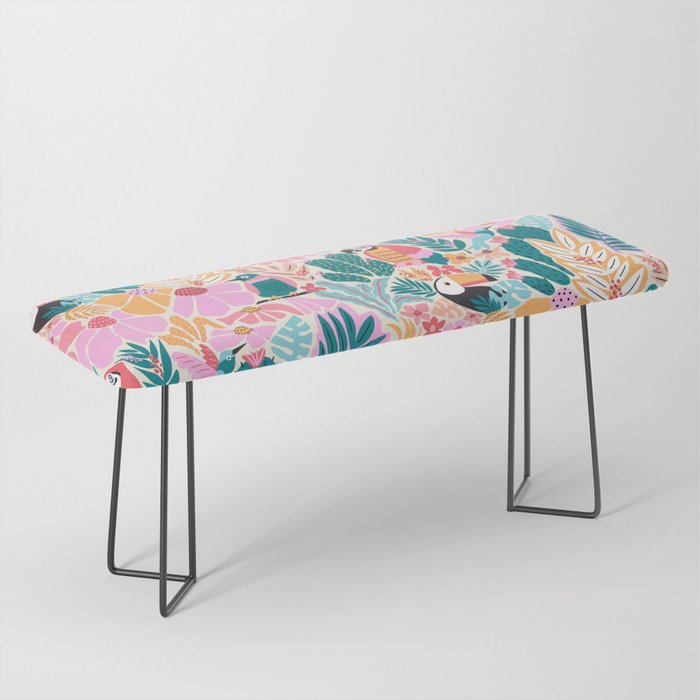 Joyful Jungle Birds In The Happy Pastel Tropics Bench Gallery Image 1