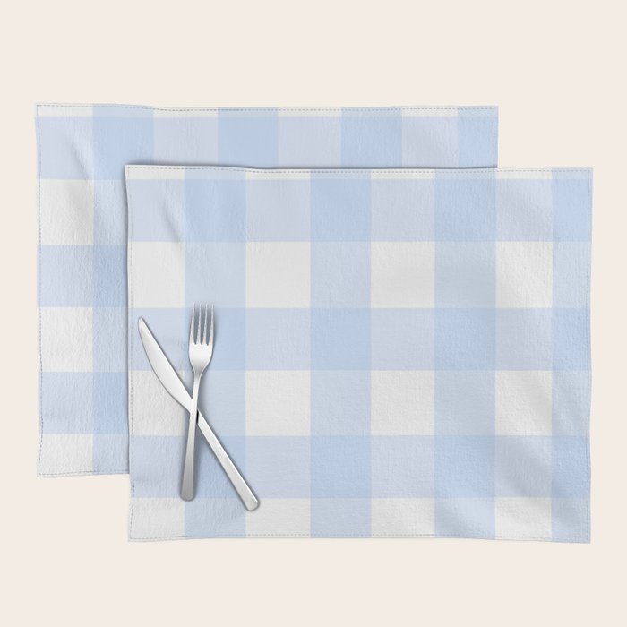 Light blue Gingham ,checkered ,buffalo ,plaid pattern Placemat Gallery Image 1