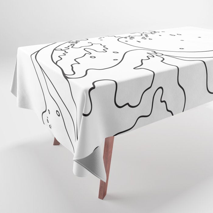 Minimal Line Art Ocean Waves Tablecloth Gallery Image 1