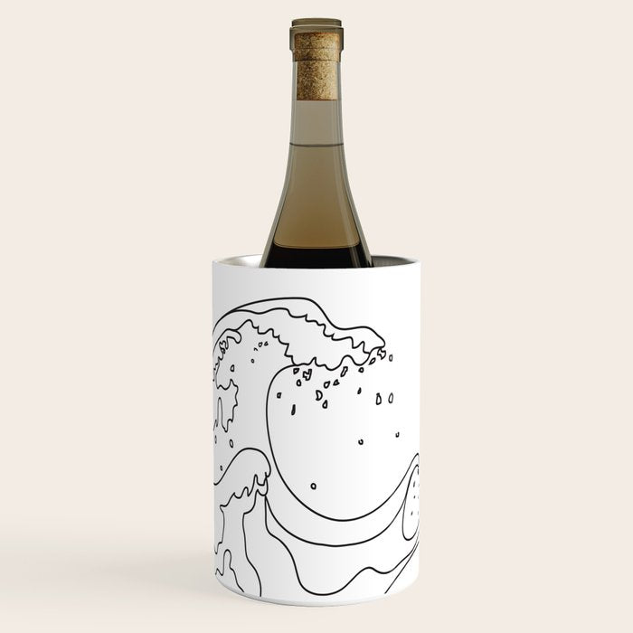 Minimal Line Art Ocean Waves Wine Chiller Gallery Image 1