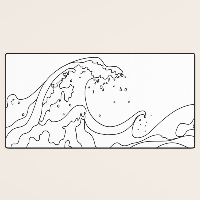 Minimal Line Art Ocean Waves Desk Mat Gallery Image 3