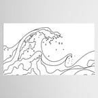 Minimal Line Art Ocean Waves Tablecloth Gallery Image 2