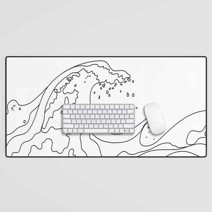 Minimal Line Art Ocean Waves Desk Mat Gallery Image 1