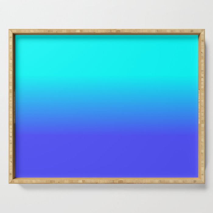 Neon Blue and Bright Neon Aqua Ombré Shade Color Fade Serving Tray Gallery Image 1