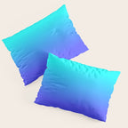 Neon Blue and Bright Neon Aqua Ombré Shade Color Fade Pillow Sham Gallery Image 3