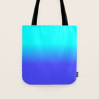 Neon Blue and Bright Neon Aqua Ombré Shade Color Fade Tote Bag Gallery Image 1