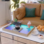 Neon Blue and Bright Neon Aqua Ombré Shade Color Fade Serving Tray Gallery Image 2