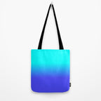 Neon Blue and Bright Neon Aqua Ombré Shade Color Fade Tote Bag Gallery Image 2