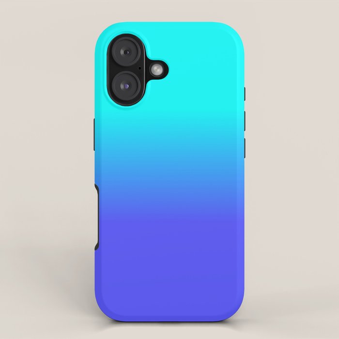 Neon Blue and Bright Neon Aqua Ombré Shade Color Fade iPhone Case Gallery Image 1