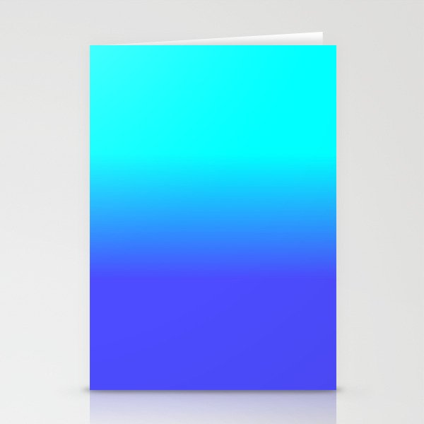 Neon Blue and Bright Neon Aqua Ombré Shade Color Fade Stationery Card Gallery Image 1
