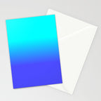 Neon Blue and Bright Neon Aqua Ombré Shade Color Fade Stationery Card Gallery Image 2