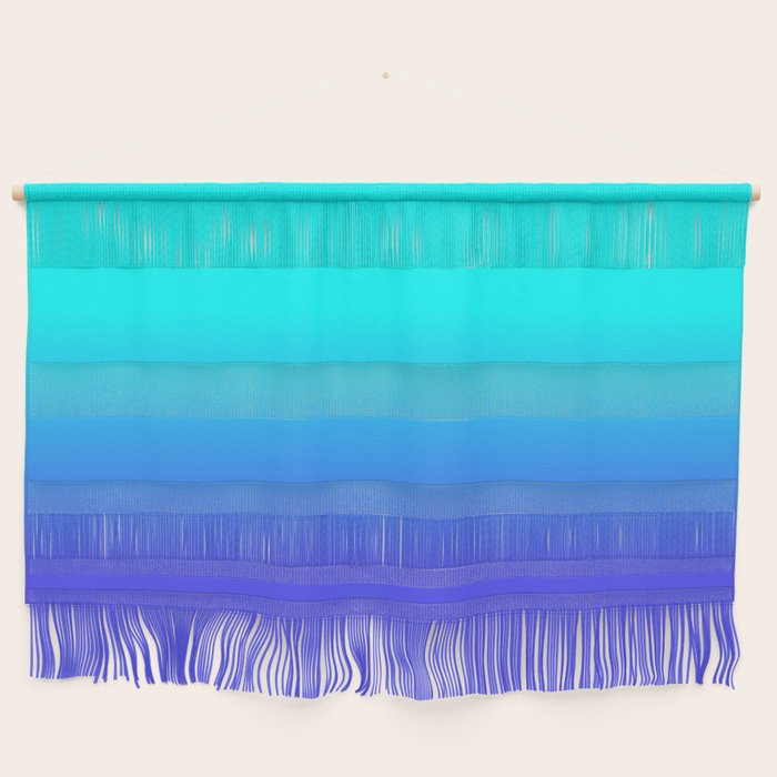 Neon Blue and Bright Neon Aqua Ombré Shade Color Fade Wall Hanging Gallery Image 1