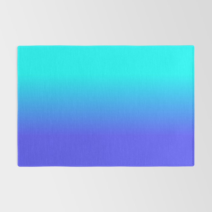 Neon Blue and Bright Neon Aqua Ombré Shade Color Fade Rug Gallery Image 2