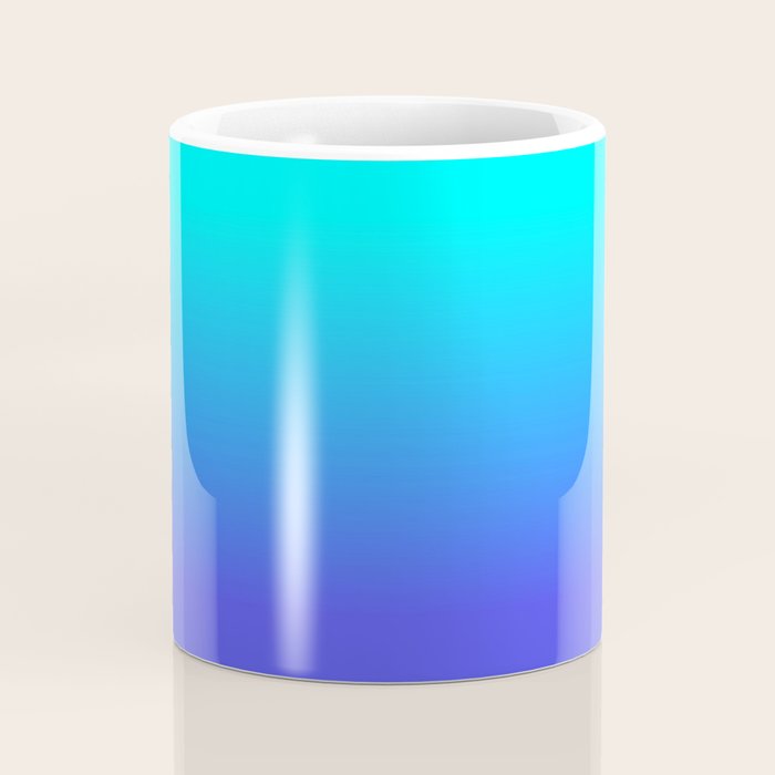 Neon Blue and Bright Neon Aqua Ombré Shade Color Fade Coffee Mug Gallery Image 4