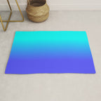 Neon Blue and Bright Neon Aqua Ombré Shade Color Fade Rug Gallery Image 1